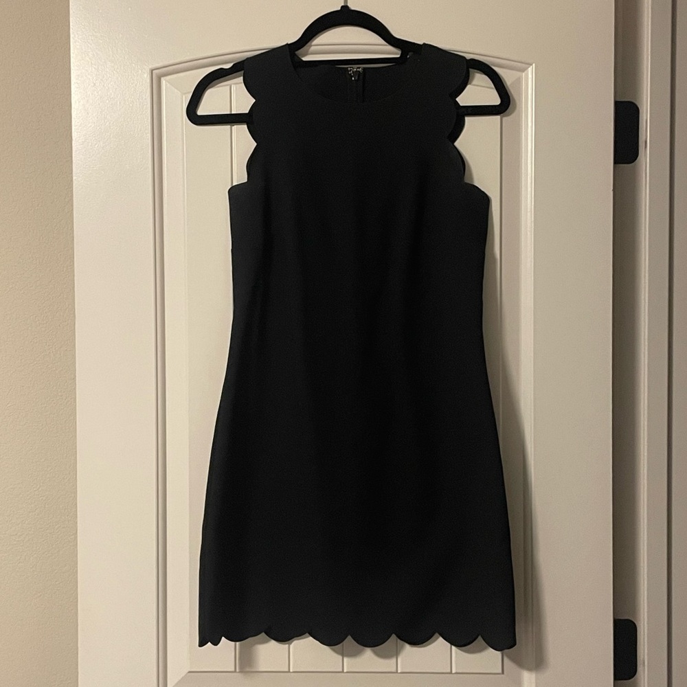 J. Crew Black Scallop Shift Dress